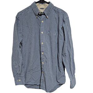 Timberland Button Front Up Mens Size Medium Blue White Checkered Cotton